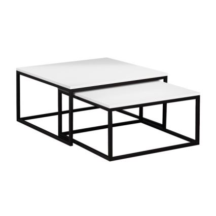 CONJUNTO 2x Mesas de centro DUAL branco/preto
