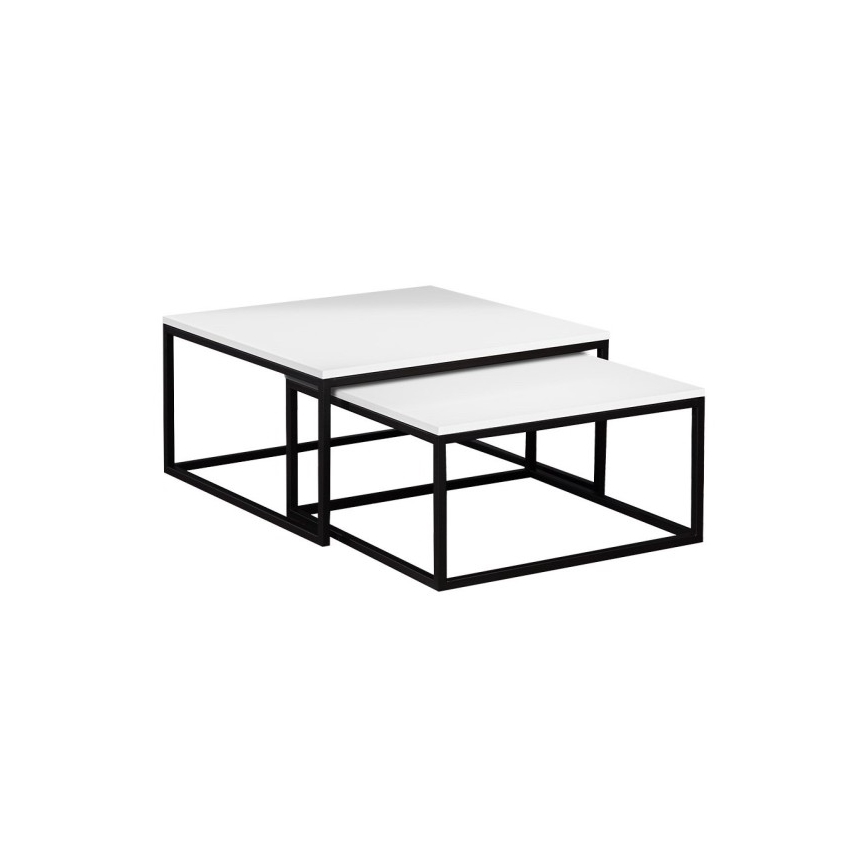 CONJUNTO 2x Mesas de centro DUAL branco/preto