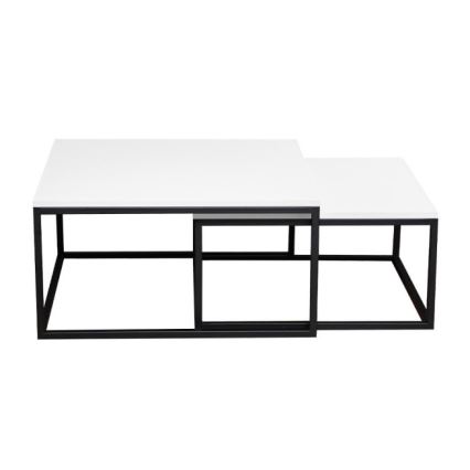 CONJUNTO 2x Mesas de centro DUAL branco/preto
