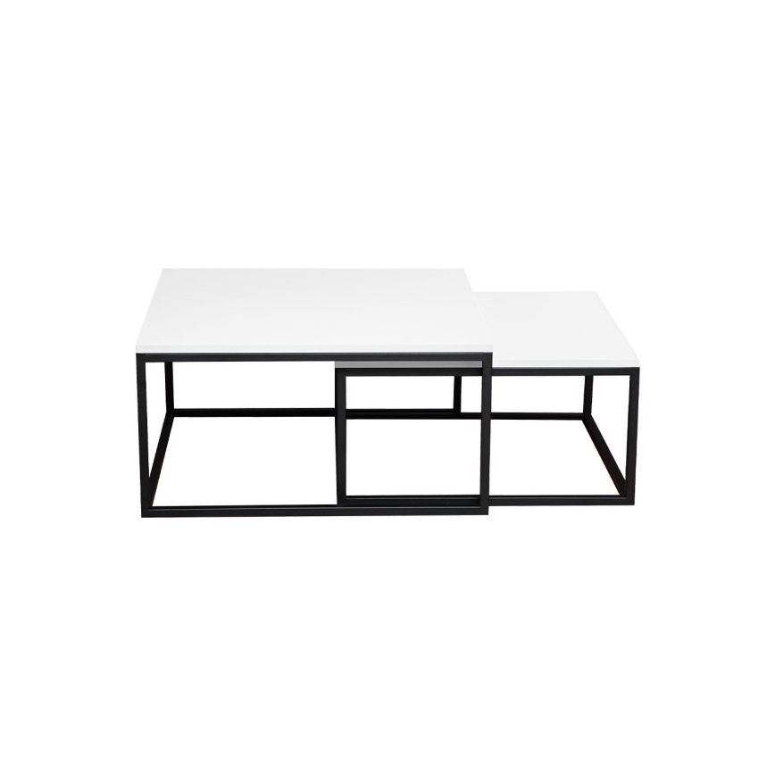 CONJUNTO 2x Mesas de centro DUAL branco/preto