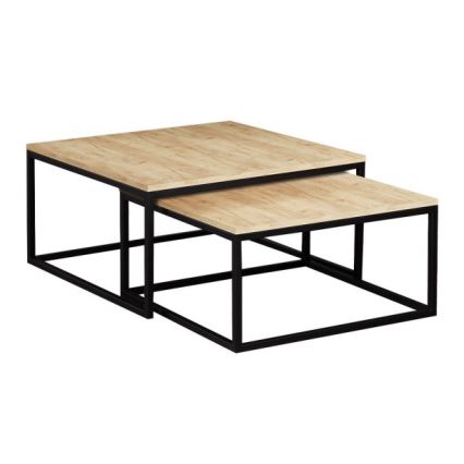 CONJUNTO 2x Mesas de centro DUAL dourado carvalho/preto