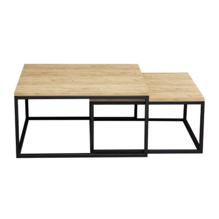 CONJUNTO 2x Mesas de centro DUAL dourado carvalho/preto