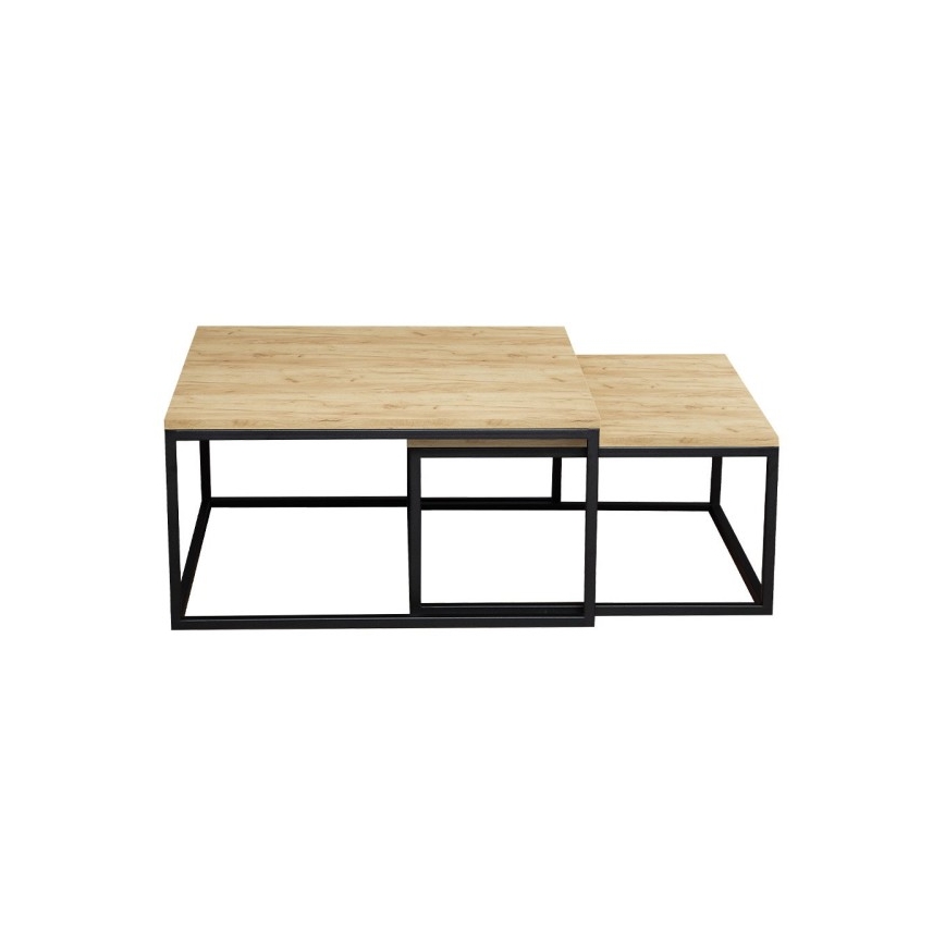 CONJUNTO 2x Mesas de centro DUAL dourado carvalho/preto
