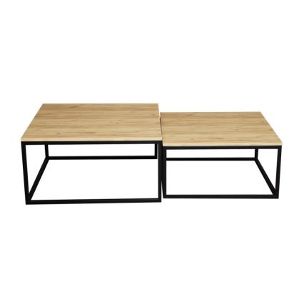 CONJUNTO 2x Mesas de centro DUAL dourado carvalho/preto
