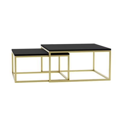 CONJUNTO 2x Mesas de centro DUAL preto/dourado