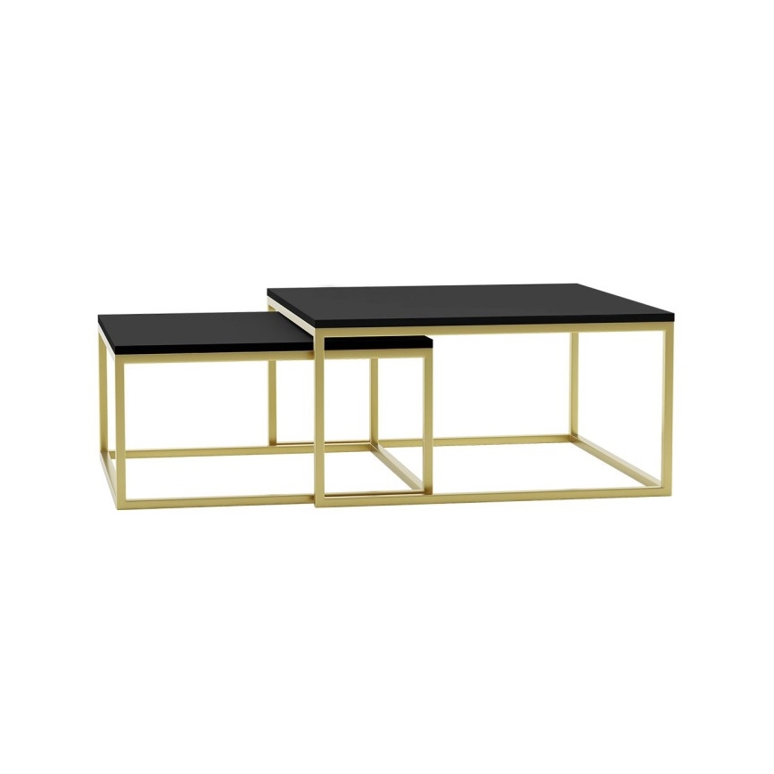CONJUNTO 2x Mesas de centro DUAL preto/dourado