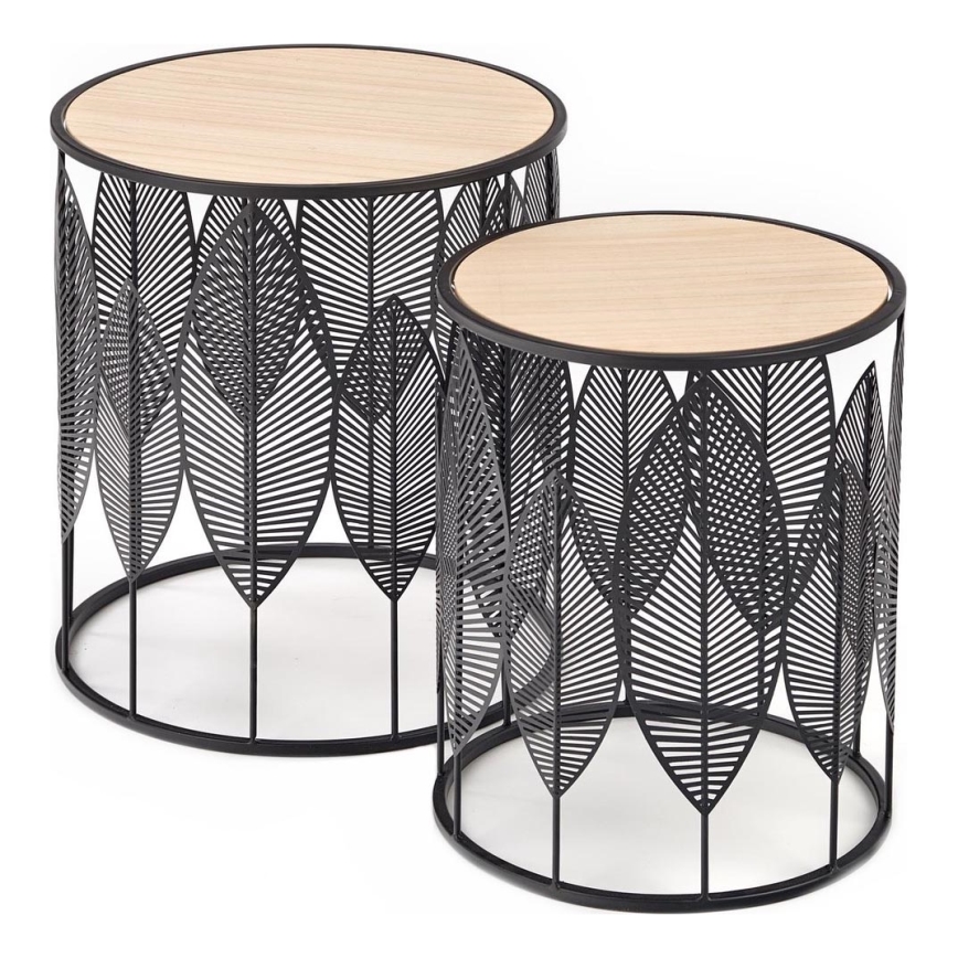 CONJUNTO 2x Mesas de centro FOLLA diâmetro 33/40 cm preto
