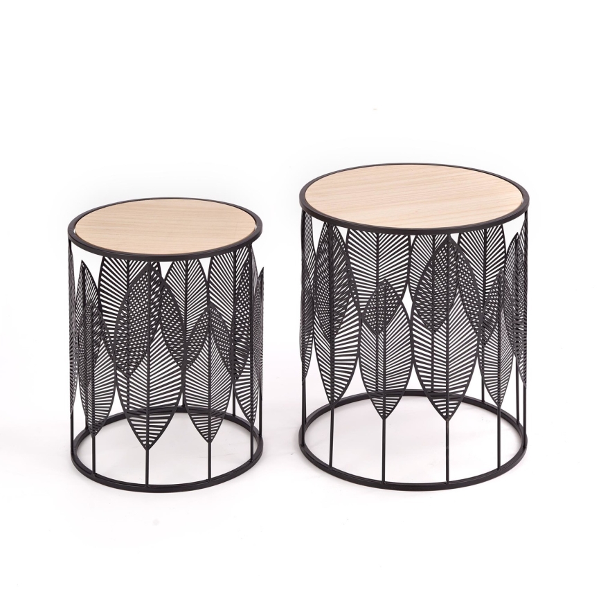 CONJUNTO 2x Mesas de centro FOLLA diâmetro 33/40 cm preto