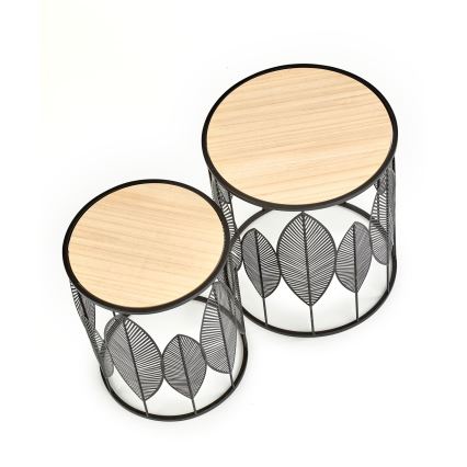 CONJUNTO 2x Mesas de centro FOLLA diâmetro 33/40 cm preto