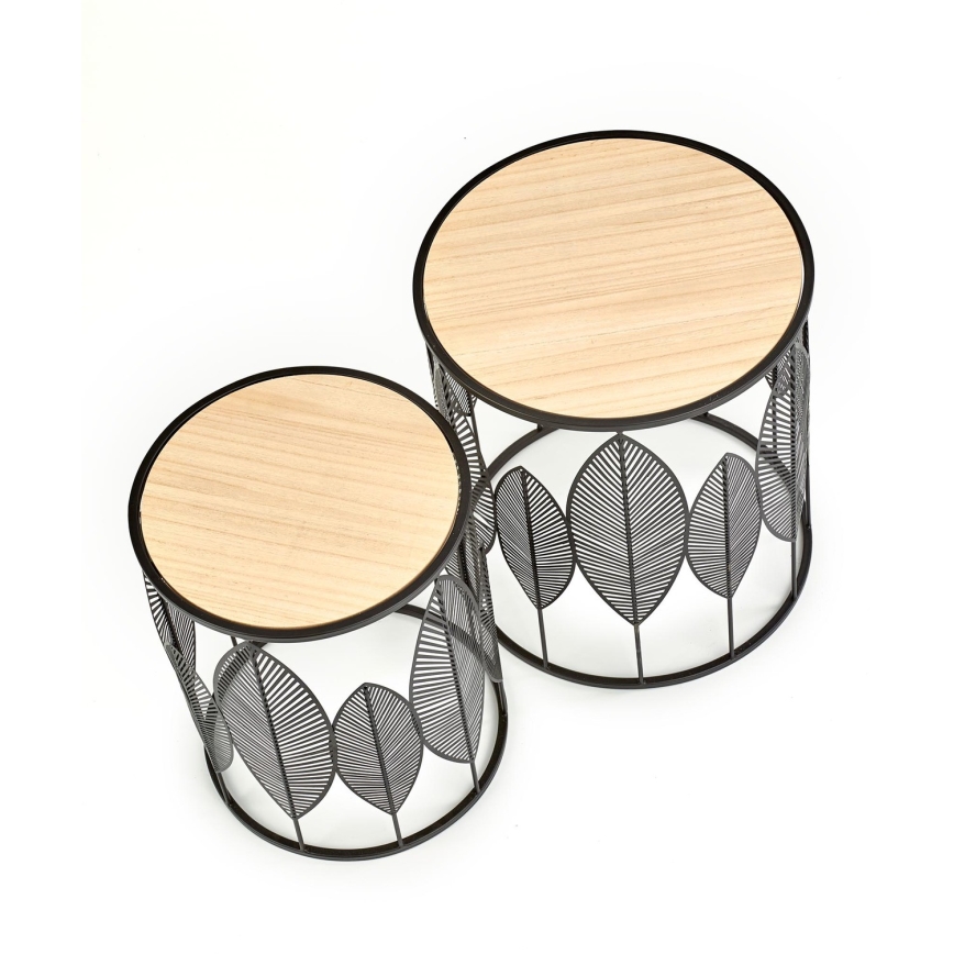 CONJUNTO 2x Mesas de centro FOLLA diâmetro 33/40 cm preto