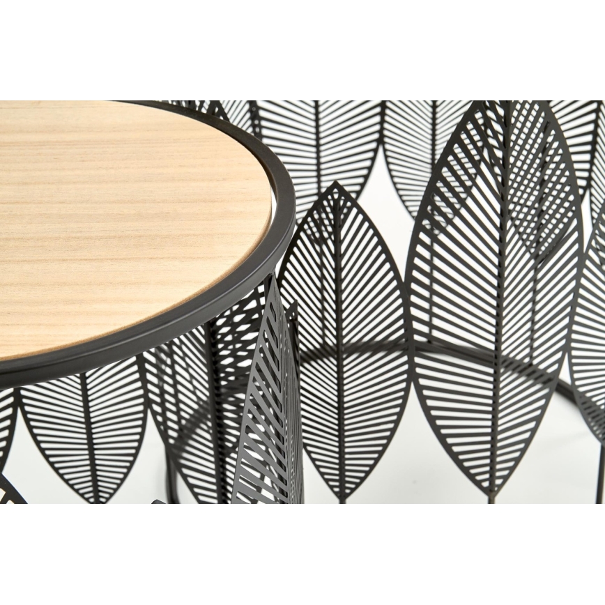 CONJUNTO 2x Mesas de centro FOLLA diâmetro 33/40 cm preto