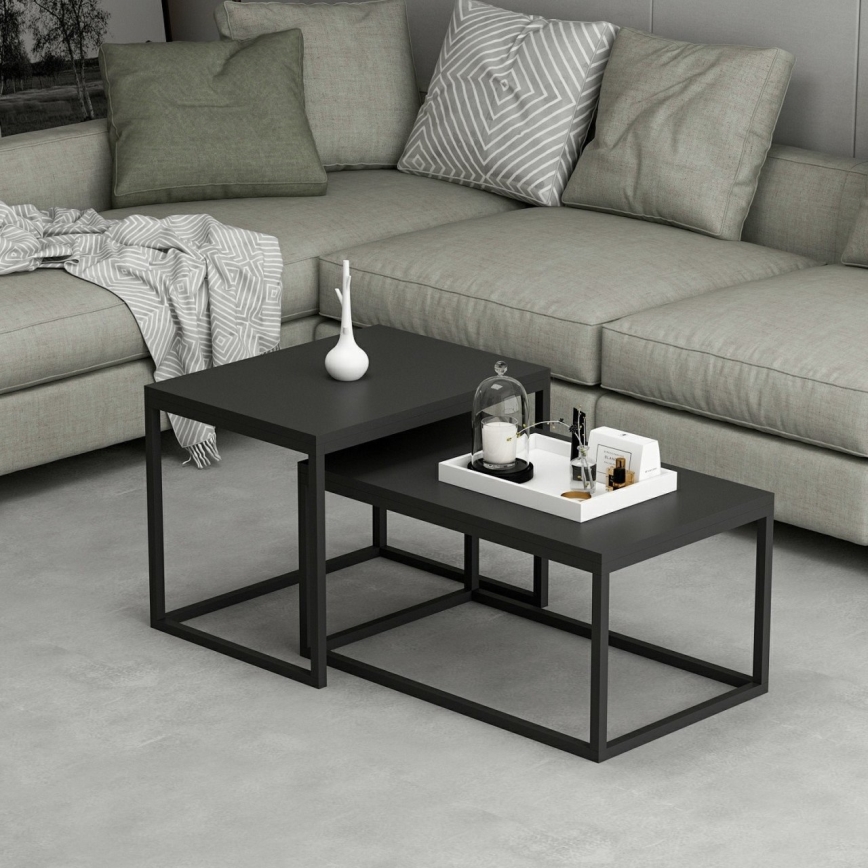 CONJUNTO 2x Mesas de centro LEKA preto
