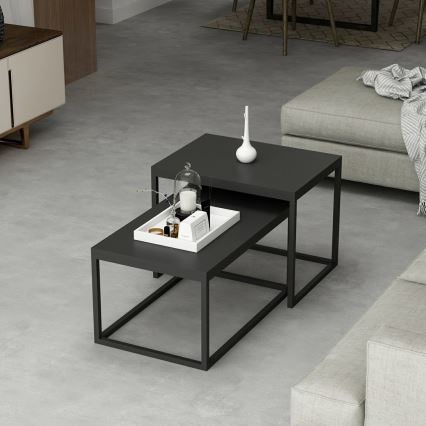 CONJUNTO 2x Mesas de centro LEKA preto