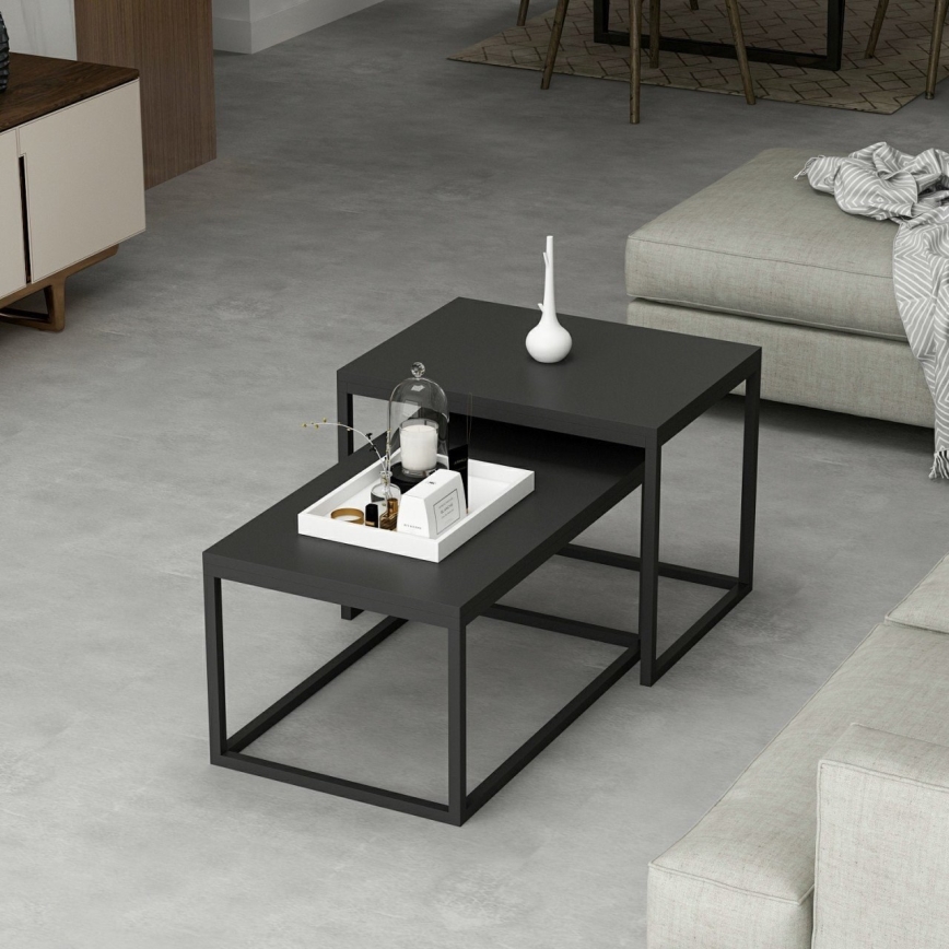 CONJUNTO 2x Mesas de centro LEKA preto