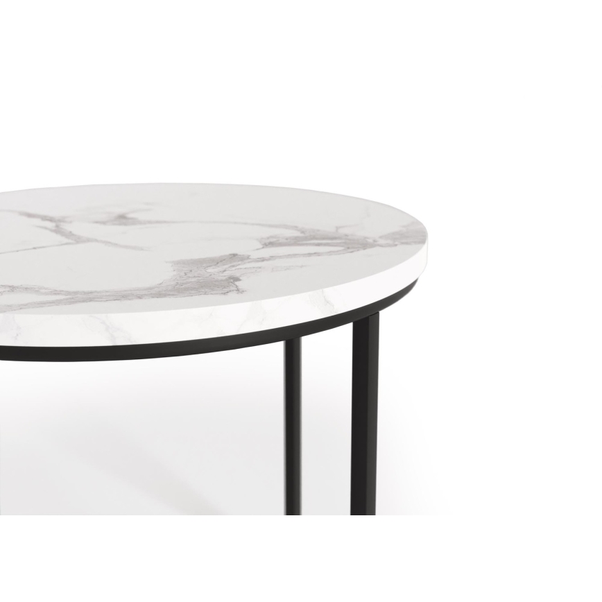 CONJUNTO 2x Mesas de centro OREO diâmetro 43/53 cm preto/decoração em mármore