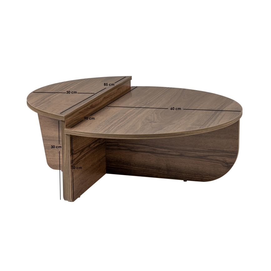 CONJUNTO 2x Mesas de centro ORION nogueira