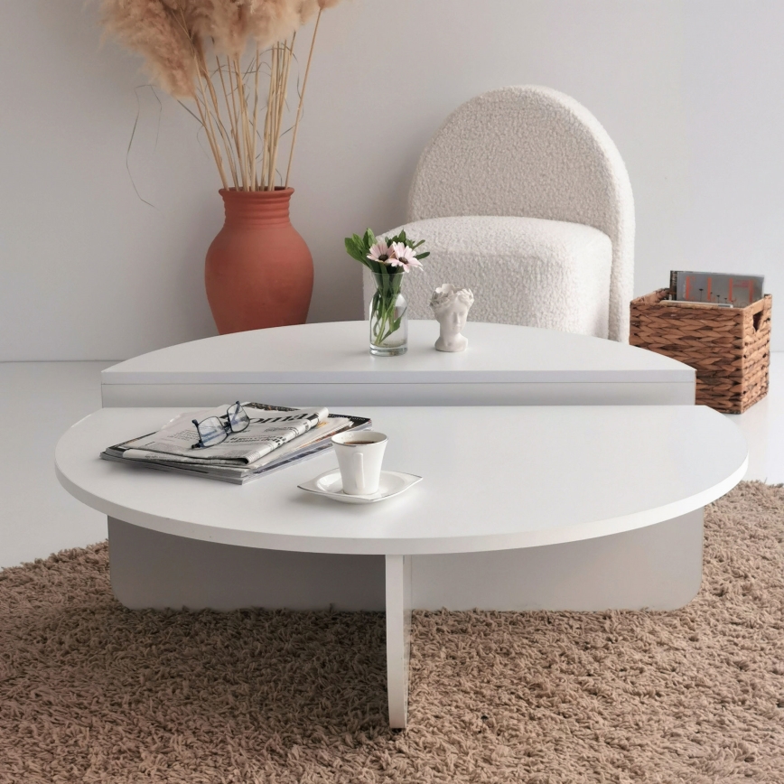 CONJUNTO 2x Mesas de centro PODIUM branco