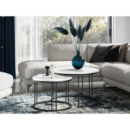 CONJUNTO 2x Mesas de centro RAGNAR preto/branco