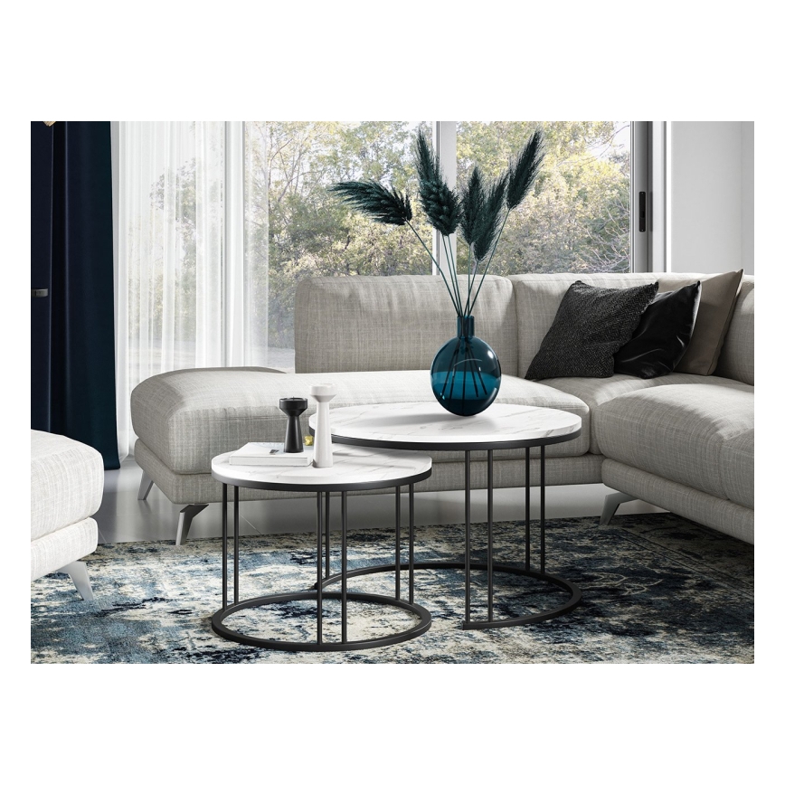CONJUNTO 2x Mesas de centro RAGNAR preto/branco