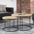 CONJUNTO 2x Mesas de centro RAGNAR preto/dourado carvalho
