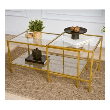 CONJUNTO 2x Mesas de centro SEVAY dourado