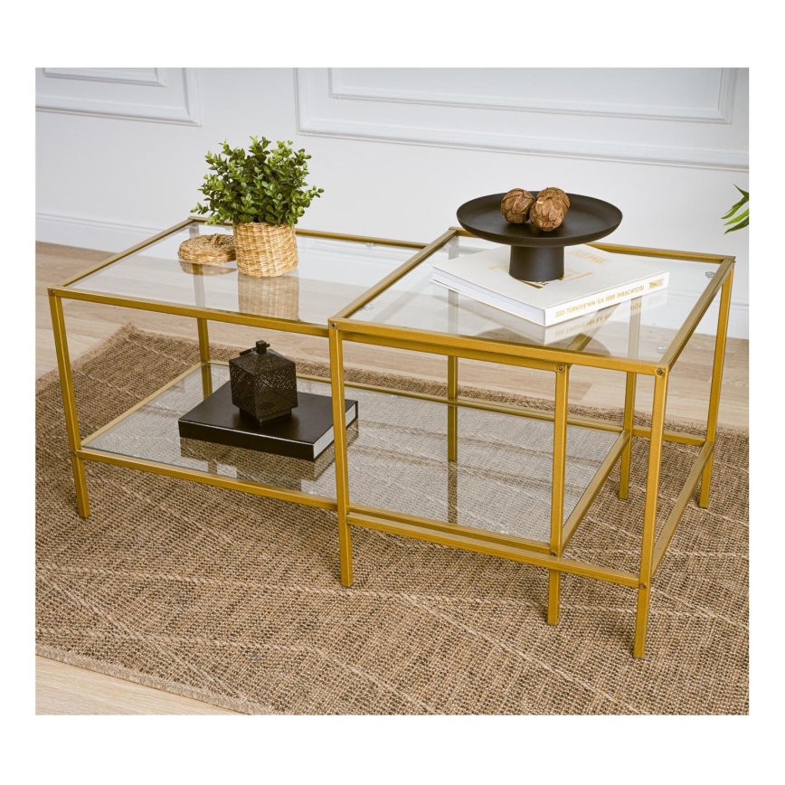 CONJUNTO 2x Mesas de centro SEVAY dourado