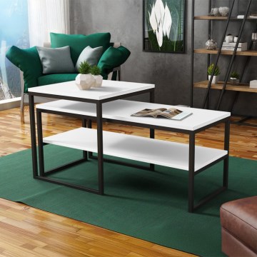 CONJUNTO 2x Mesas de centro TONY preto/branco