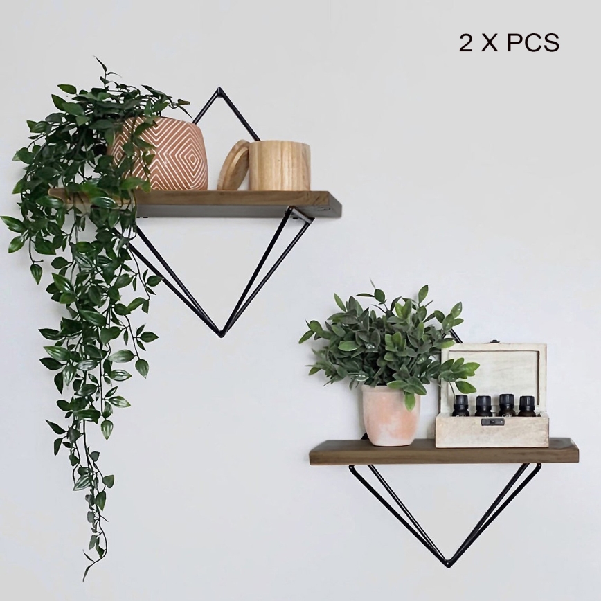 CONJUNTO 2x Prateleira de parede abeto castanho