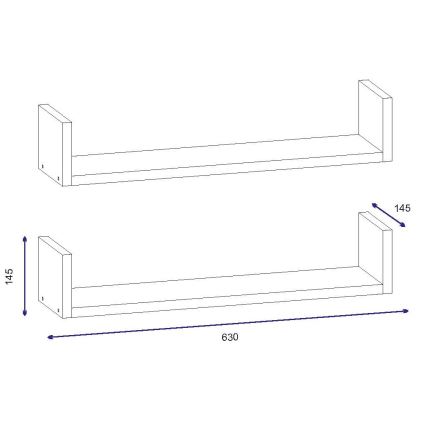 CONJUNTO 2x prateleira de parede IRIS 14,5x63 cm branco
