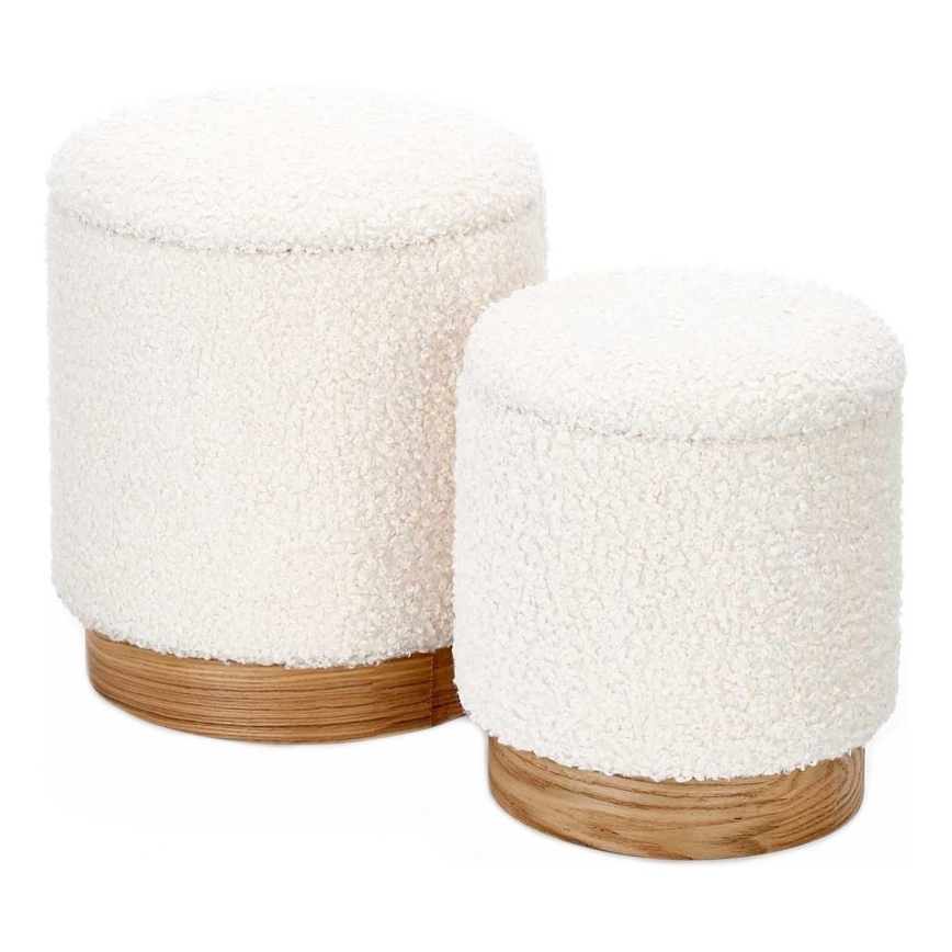CONJUNTO 2x Pufes CANCUN diâmetro 31/38 cm branco/castanho
