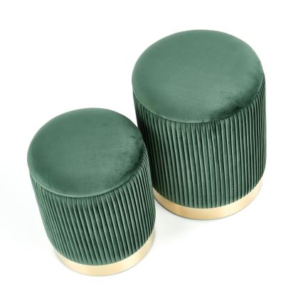 CONJUNTO 2x Pufes MONTY diâmetro 36/44 cm verde/dourado