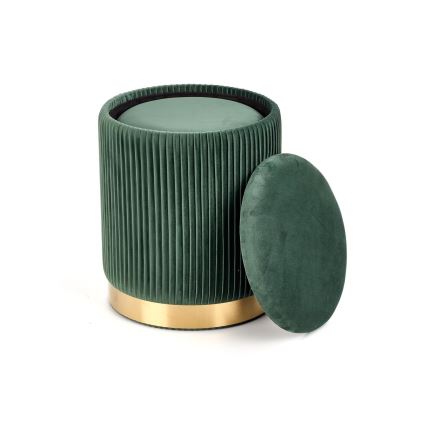 CONJUNTO 2x Pufes MONTY diâmetro 36/44 cm verde/dourado