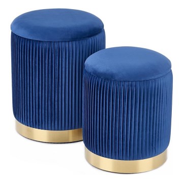CONJUNTO 2x Pufes MONTY diâmetro 36/66 cm azul/dourado