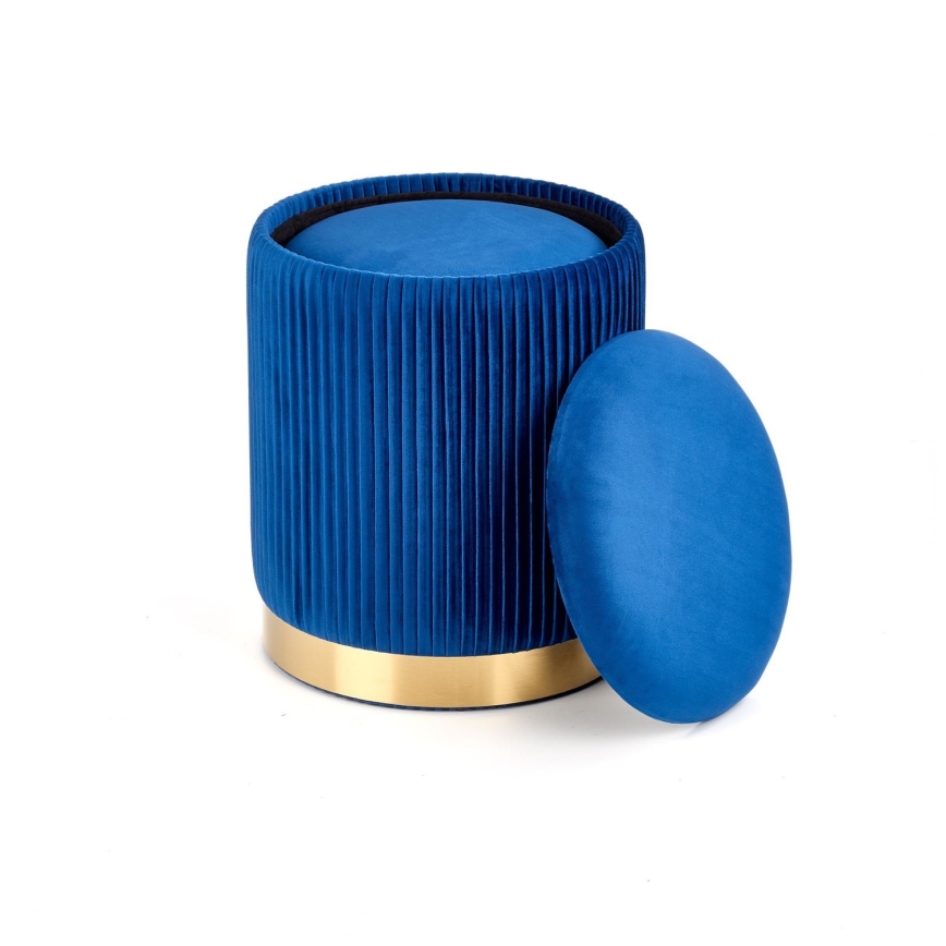 CONJUNTO 2x Pufes MONTY diâmetro 36/66 cm azul/dourado