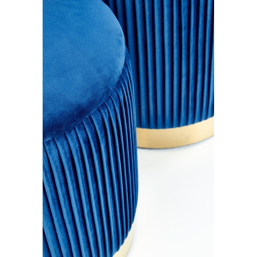 CONJUNTO 2x Pufes MONTY diâmetro 36/66 cm azul/dourado