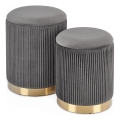CONJUNTO 2x Pufes MONTY diâmetro 36/66 cm cinzento/dourado