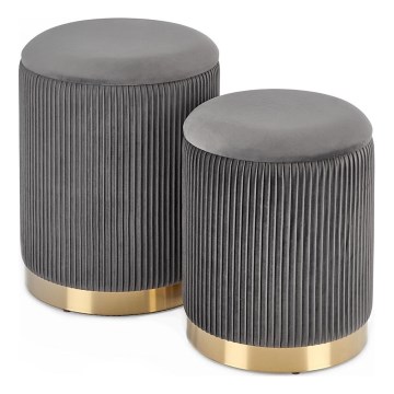 CONJUNTO 2x Pufes MONTY diâmetro 36/66 cm cinzento/dourado