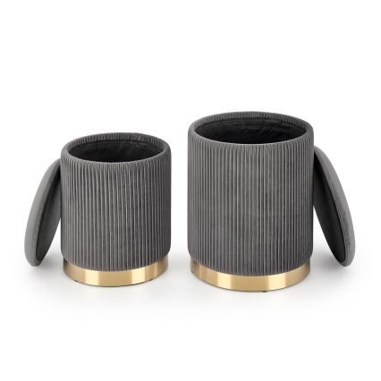 CONJUNTO 2x Pufes MONTY diâmetro 36/66 cm cinzento/dourado