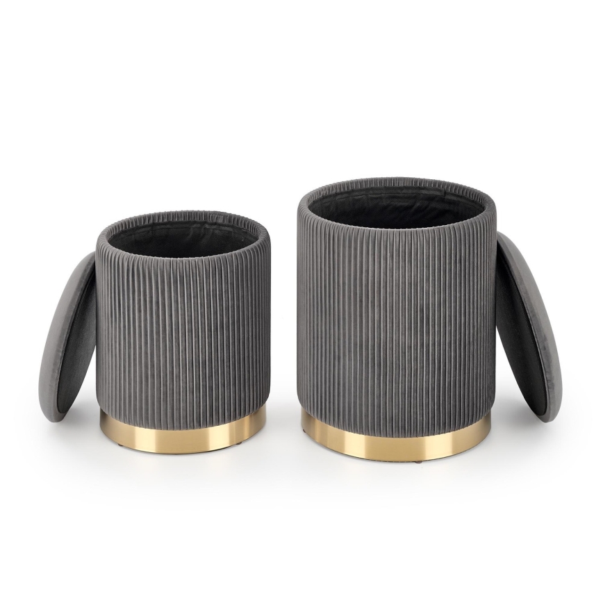 CONJUNTO 2x Pufes MONTY diâmetro 36/66 cm cinzento/dourado