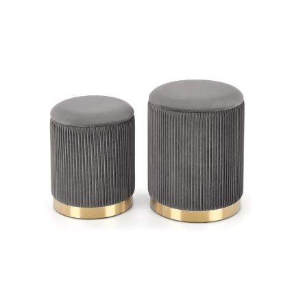 CONJUNTO 2x Pufes MONTY diâmetro 36/66 cm cinzento/dourado