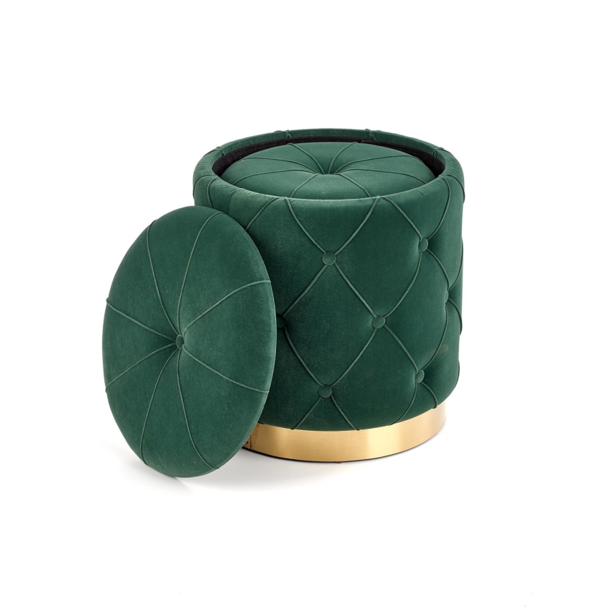 CONJUNTO 2x Pufes POLLY diâmetro 40/44 cm verde/dourado