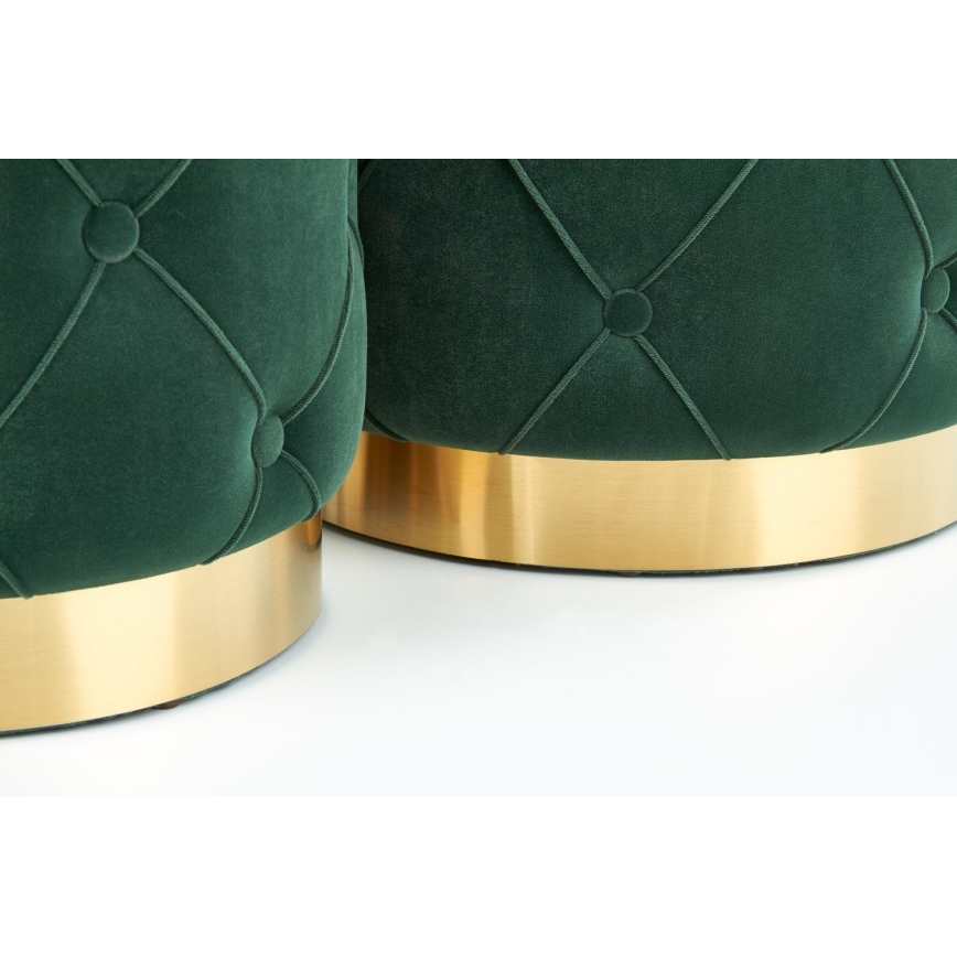 CONJUNTO 2x Pufes POLLY diâmetro 40/44 cm verde/dourado