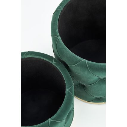 CONJUNTO 2x Pufes POLLY diâmetro 40/44 cm verde/dourado