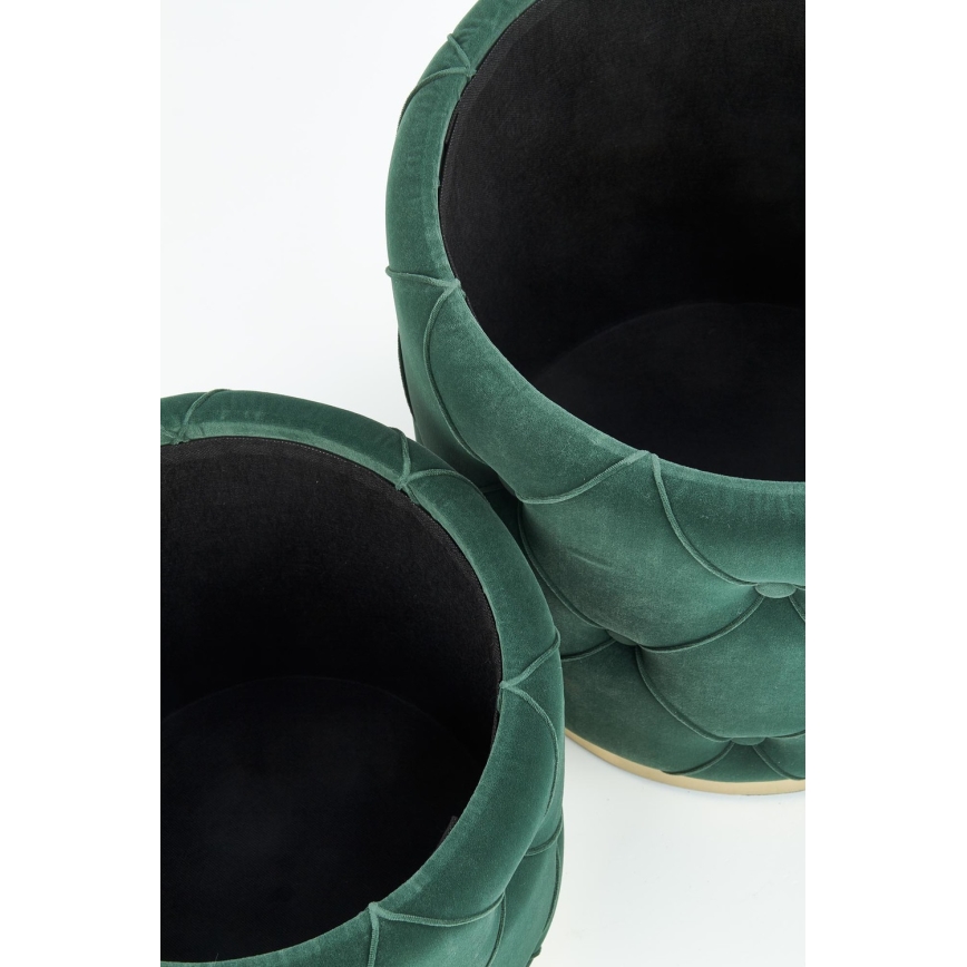 CONJUNTO 2x Pufes POLLY diâmetro 40/44 cm verde/dourado