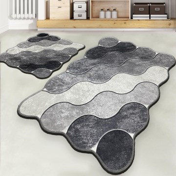 CONJUNTO 2x Tapetes para casa de banho CIRCLE 60/100 cm cinzento