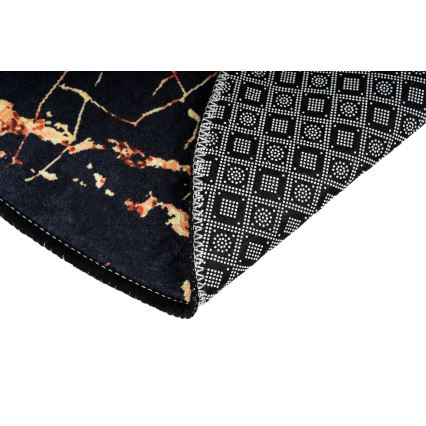CONJUNTO 2x Tapetes para casa de banho GOLDES 60/100 cm preto/dourado