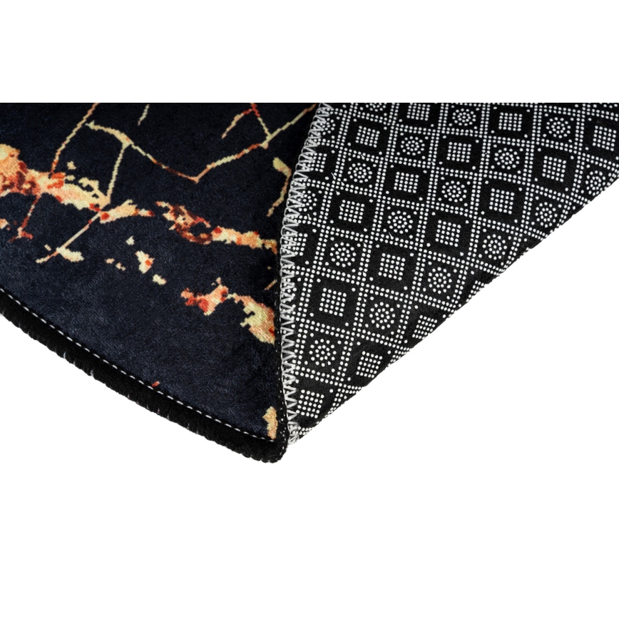 CONJUNTO 2x Tapetes para casa de banho GOLDES 60/100 cm preto/dourado