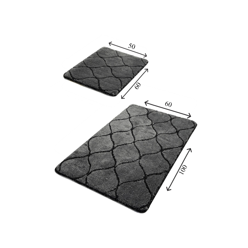 CONJUNTO 2x Tapetes para casa de banho INFINITY 60/100 cm antracite