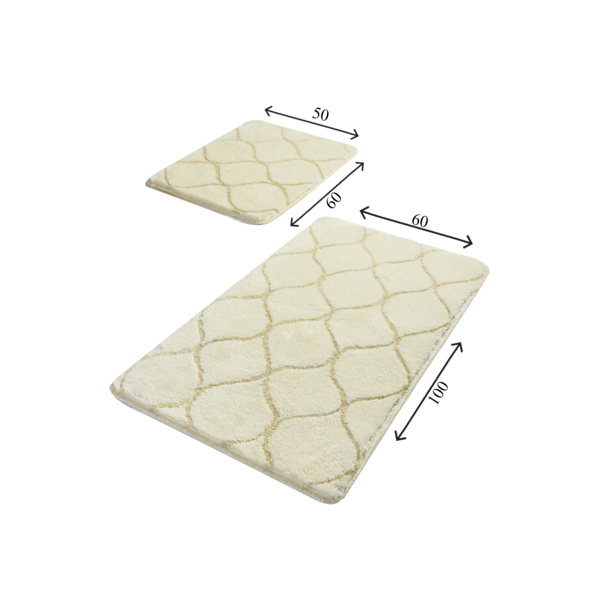 CONJUNTO 2x Tapetes para casa de banho INFINITY 60/100 cm bege