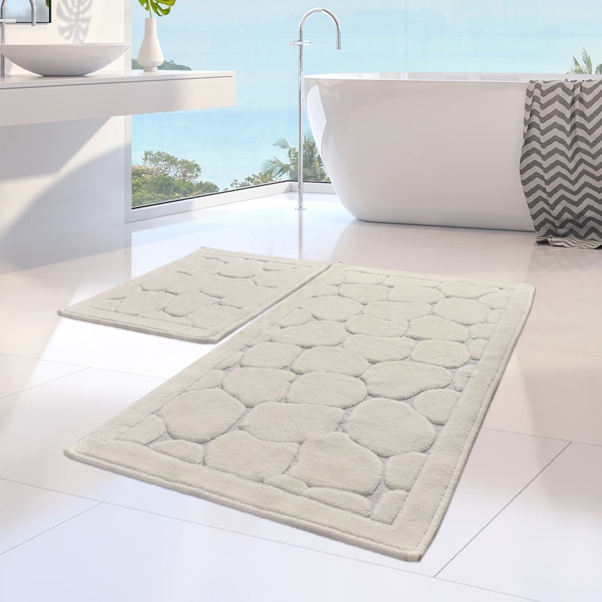 CONJUNTO 2x Tapetes para casa de banho LINO 60/100 cm bege